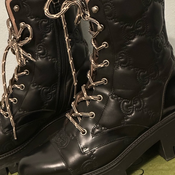 Gucci black leather GG quilted monogram boots - Picture 13 of 16